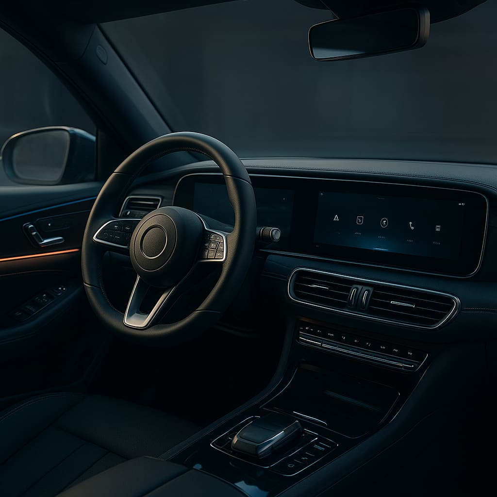 High-end car interior with premium audio dashboard